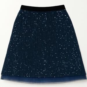 Free People Sequin Skirt | 4 | Navy Tulle Hem NWT